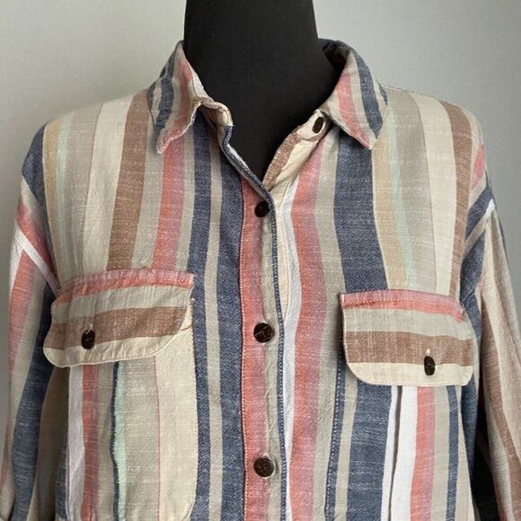 Urban Outfitter sz‎ M pink beige 100% cotton boho cottage blouse - Picture 3 of 8